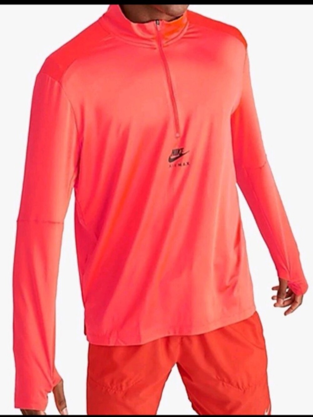 Nike Air Max Dri-Fit 1/4 Zip Orange Coral Long Sleeve Running  FQ2206-635 DSWT M